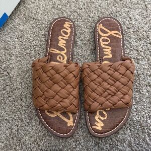 Sam Edelman Brown Woven Slide Sandals
